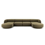 Aksominė panoraminė sofa Micadoni Miley, 334 x 155 x 74, žalia