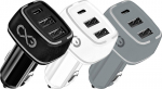 Exc automobilinis įkroviklis Usb-c 2xusb-a 35w baltas