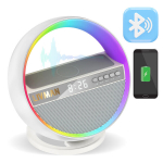 Belaidė stalinė lempa su Bluetooth garsiakalbiu, belaidžiu įkrovikliu ir žadintuvu LIVMAN G500