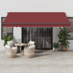 vidaXL Automatinė i&scaron;traukiama markizė su LED, bordo spalvos, 450x350cm