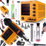 Maitinimo &scaron;altinis Komplektas Rosfix AmpRush RARES-3210 + Orange Husky OH660 &ndash; Tiksli įtampa, 2in1 litavimo stotis, 32V 10A