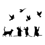 Wallity pakabinama dekoracija Birds Playing With Cats, 79 cm