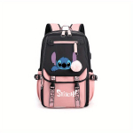 Stitch personažo poliesterio kuprinė,  Rožinė Ir Juoda