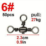 3 krypčių žvejybos suktukai, 50 vnt., 2.3 cm, 6#