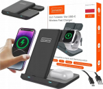 Belaidis indukcinis įkroviklis skirtas ausinėms telefonui i&scaron;maniajam laikrodžiui 3in1 15 W USB-C Zenwire X12