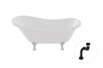 Vonia Besco Otylia 170, White+Chrome, su sifonu Klik-klak Black