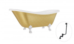 Vonia Besco Otylia Glam 160, Gold+Chrome, su sifonu su persipylimu Klik-klak Black