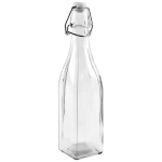 Kvadratinis stiklinis butelis alkoholiui, vynui, tinktūrai, likeriui, sirupui su užsegamu kam&scaron;čiu, 0,53 l