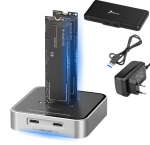 I&scaron;orinio kietojo disko dėklas Adapter Ssd M.2 Nvme/sata Usb-c 3.2 Gen 2, 2 dyskams