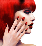 Set of "12 SELF-ADHESIVE BLACK FADE-IN RED STILETTO NAILS"