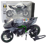 Metalinis sportinio motociklo modelis su &scaron;viesos ir garso efektais, 1:12, pilkas