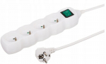 Prailginimo laidas su jungikliu, 4 lizdai, 1.5m, baltas