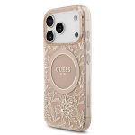 GUESS DĖKLAS IML FLOWERS DIRŽELIS IPHONE 17 PRO MAGSAFE ELECTRO PEARL VERSIJAI