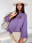 Moteri&scaron;kas violetinis oversize megztinis Justi