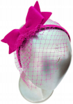 Eleganti&scaron;kas rožinis fascinatoras - galvos apdangalas su kaspinėliu