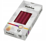 Bolsius kūginė stalo žvakė 24,5cm, bordo, 12 vnt.