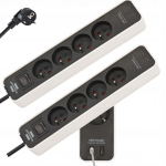 Prailginimo laidas su 4 lizdais ir 2 Usb-c prievadais, 1.5m