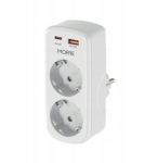 Ładowarka MORE ADAPPTER ZASILANA 4W1 2 GNIAZDA, USB-C 20W PD, USB-A 18W QC