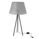 Stalinis &scaron;viestuvas Candellux Tinco, juodas trikojo pagrindas, pilkas audinio gaubtas, E27