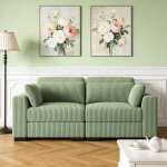 Dvivietė sofa &ndash; Mink&scaron;ta kordoro medžiaga &ndash; žalia