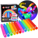 POP TUBE LED &scaron;viečiantys sensoriniai vamzdeliai, 12 vnt.