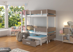 Dviauk&scaron;tė lova ADRK Furniture Etapo 90x200cm, balta/pilka