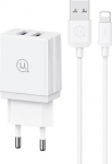 USAMS Ład. siec. 18W Lightning2.1A 2.1A 1m Fast Charging biały|white HC series (CC090)