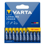 AAA baterijos - Varta - Longlife Power - Alkalinės - Rinkinys i&scaron; 10 - Pagaminta Vokietijoje