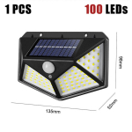 (1 vnt) 100 LED saulės sieniniai &scaron;viestuvai lauko saulės lempa vandeniui atsparus judesio jutiklis saulės energija varomas saulės &scaron;viesos gatvės &scaron;viestuvas sodo dekoravimui
