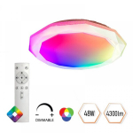 LED lubinis pritemdomas &scaron;viestuvas su nuotolinio valdymo pulteliu, 40+8W, RGB(Rainbow), 4300Lm