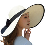 Women's hats,Womens Big Bowknot Straw Hat Large Floppy Foldable Roll up Beach Cap Sun Hat Summer UV Protection Beach Cap,White