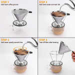 Accessories for coffee machines,1pcs Hand Brew Coffee Filter Stainless Steel Hand Brew Coffee Filter Manual Reusable Conical Filter,style:style1;