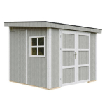 PREMIUM kokybės sodo namelis Timbela - M938B, 5.9 m&sup2; - A231x248x294 cm - Be grindų ir &scaron;oninės sienos - su dažų rinkiniu TUNDRA GREY