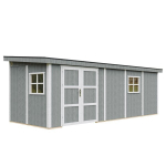 PREMIUM kokybės sodo namelis Timbela - M941B, 14.3 m&sup2; - A231x248x648 cm - Be grindų ir &scaron;oninės sienos - su dažų rinkiniu CAVERN STEEL