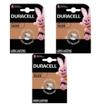 Duracell ličio baterija CR1620, 3 vnt