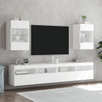 Sieninės TV spintelė，TV staliukas，Televizoriaus spintelės su LED, 2vnt., baltos, 40x30x60,5cm CFE23844