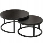 Apvalus kavos staliukas, 2 juodi kavos staliukai, modernus loftas, eleganti&scaron;kas gyvenamasis kambarys