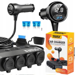 Automobilinis skirstytuvas 12V/24V įkroviklis 3xUSB cigarečių degiklio lizdas