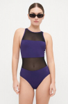 Maudymosi kostiumėlis moterims Arena Mesh Panels Vent Back Dark Plum