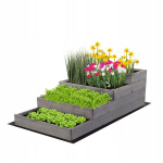 Impregnuota kaskadinė medinė daržovių lysvė, 36x60x120 cm + 28 dalių sodininko rinkinys