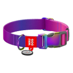 Nailoninis &scaron;uns antkaklis su QR kodu WAUDOG 15 mm pločio, 25-35 cm ilgio violetinis