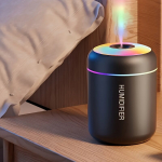 USB oro drėkintuvas su spalvota naktine &scaron;viesa, Juoda