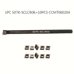 Tekinimo staklių įrankių laikiklis S07K-SCLCR06 su 10 plok&scaron;telių, 1PC S07K-SCLCR06+10PCS CCMT
