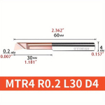Volframo plieno gręžimo įrankio įdėklas MTR4 R0.2 L30 D4, MTR 4 R0.2 L30-1PC