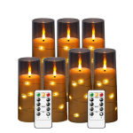LED žvakės su &scaron;vieselių girlianda,  pilka (D5,84 cm x A12,7 cm12,7 cm15,24 cm15,24 cm17,78 cm17,78 cm17,78 cm)