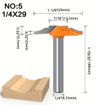 1 vnt/5 vnt 6.35mm Medžio Pjovimo Freza Durų Rėmams, 1 vnt. Nr.5 1/4 colio kotas