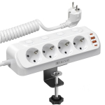 8-in-1 rozetė su jungikliu, Baltas