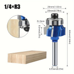 Medienos frezavimo antgalis su guoliu R3, 1/4 colio kotas, 1/4XR3