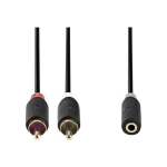Nedis Stereo mini lizdo garso laidas (F) prie RCA (M) 20 cm ekranuotas antracitas ro13