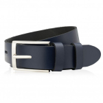 Vyri&scaron;kas tamsiai mėlynas odinis 90 cm diržas su sidabrine sagtimi Paolo Peruzzi PG-03-DBS-90